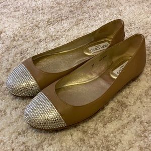 Jimmy Choo Wrena Leather nude beige flats